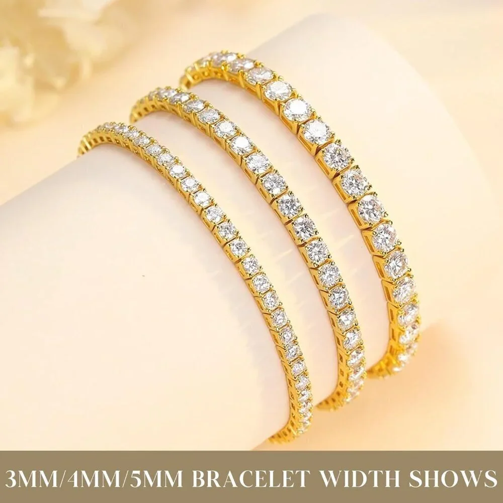 🔥Fancime Tennis Bracelet Women Yellow Carats Lab-Grown Diamond Sterling Jewelry - Picture 5 of 7